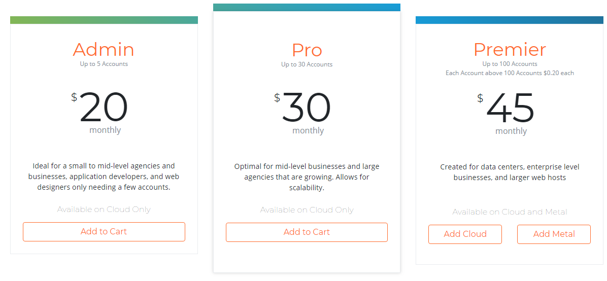 Bảng giá mới cPanel